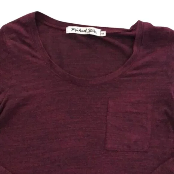 Michael Stars Chelsea Triblend High Low Maroon Long Sleeve T-shirt - Picture 2 of 3